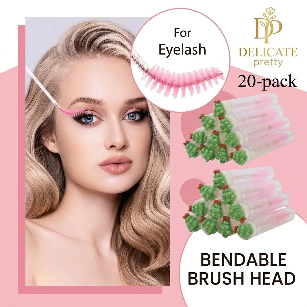 20Pcs Christmas Mascara Wand Eyelash Brushe Spoolies Eye Lash Extension Tool Makeup Accessories Xmas Gift for Women Random Style