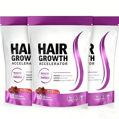 Biotin Hair Growth Soft Chews Supplement, Support Fuller Thicker Hair, Vitamin C & E for Healthy Hair Nourishment, 60 Gummy