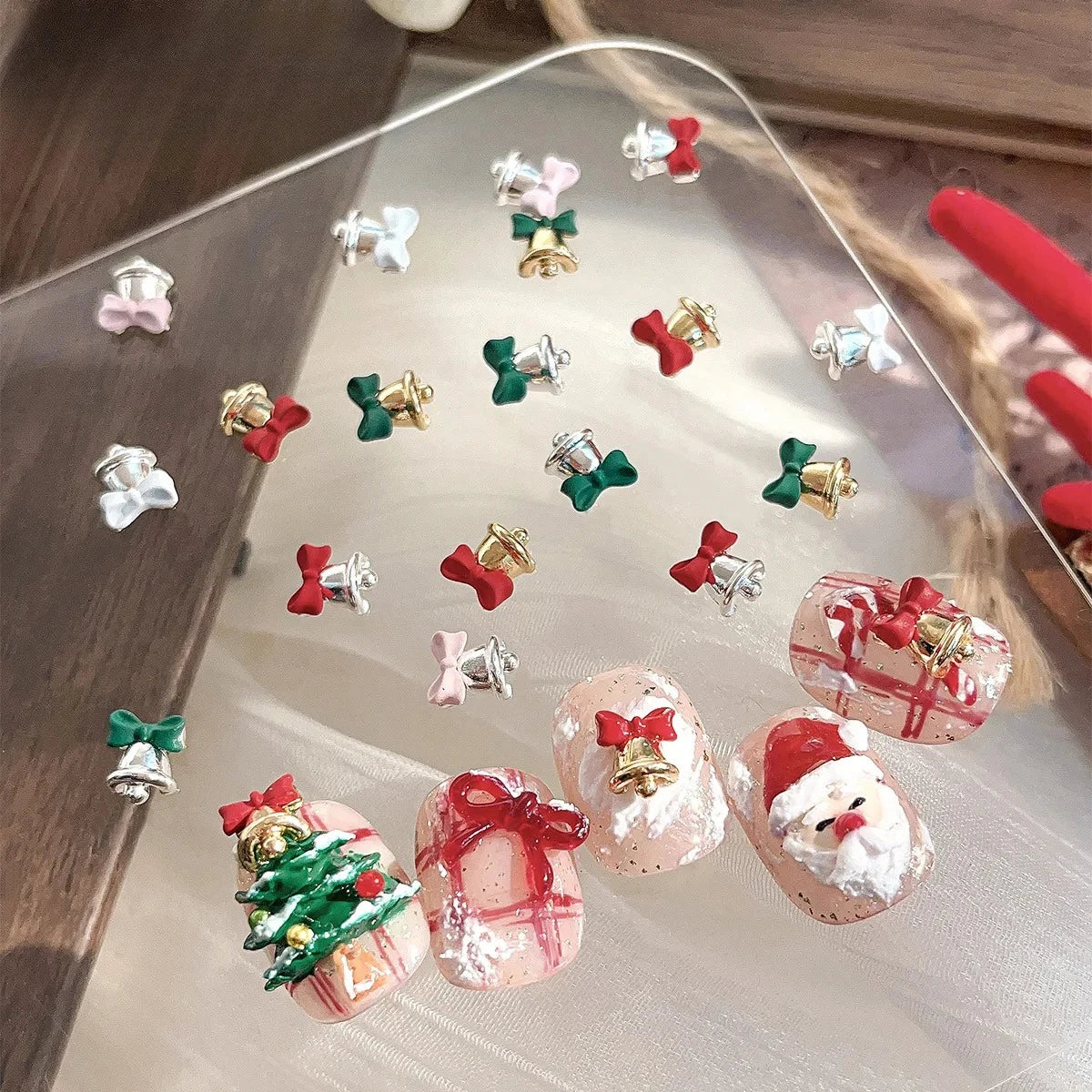 Gold Silver Christmas Bell Nail Art Accessories Winter Bow Alloy Exquisite Nail Charms Jewelry Luxury Manicure Decorations Parts