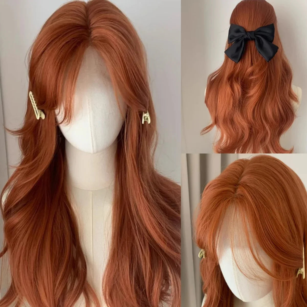 Ashely Orange Wig for Women Lace Front Big Wave Curly Long Synthetic Wig for Cosplay Daily Use 24inch Pumpkin Color Halloween Wi