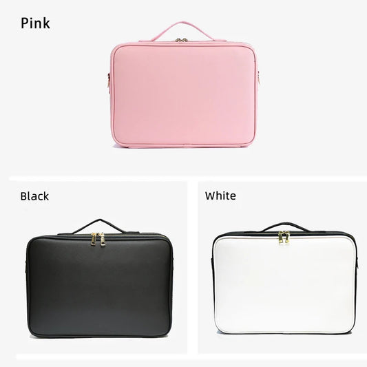 Waterproof PU Leather Cosmetic Bag Professional Large Capacity Storage Make Up Handbag Case Travel Toiletry Makeup Bag For Women