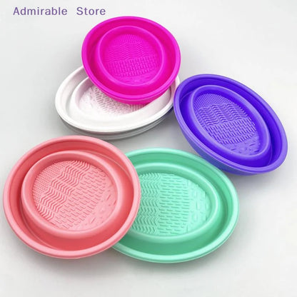 wSoft Silicone Makeup Brush Cleaner Folding Powder Puff Cleaning Bowl Eyeshadow Brushes Wash Clean Mat Beauty Tools Scrubber Box