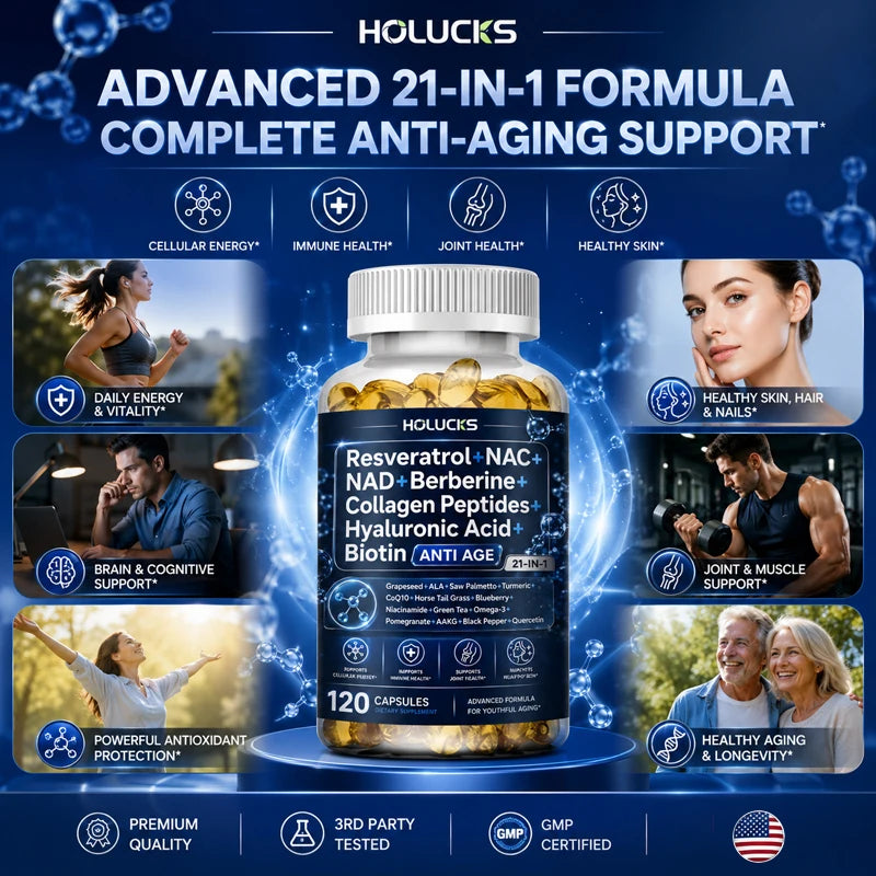 HOLUCKS Women's Multivitamin Capsules, with Iron & Collagen Peptides, Support Immunity, Bone Health & Cellular Vitality