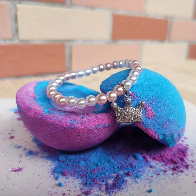 Blind Box Bracelet Bath Salts Fizzies, Surprise Toy Inside, Spa Body Soak Gift