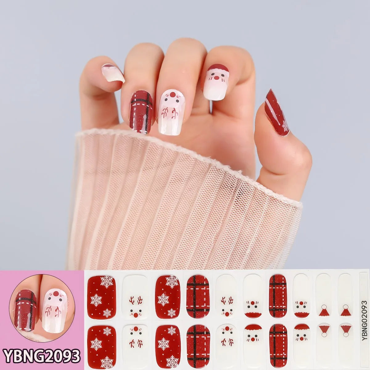 20 Tips Christmas Gel Nail Stickers Durable Materials Nail Decal Not Easy to Fall Off Popular Nail Art Nail Art Stickers