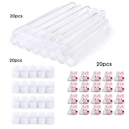 20Pcs Reusable Eyelash Brush Tube Christmas Style Disposable Mascara Wands Applicator with Tube Dust-proof Tubes Makeup Tools