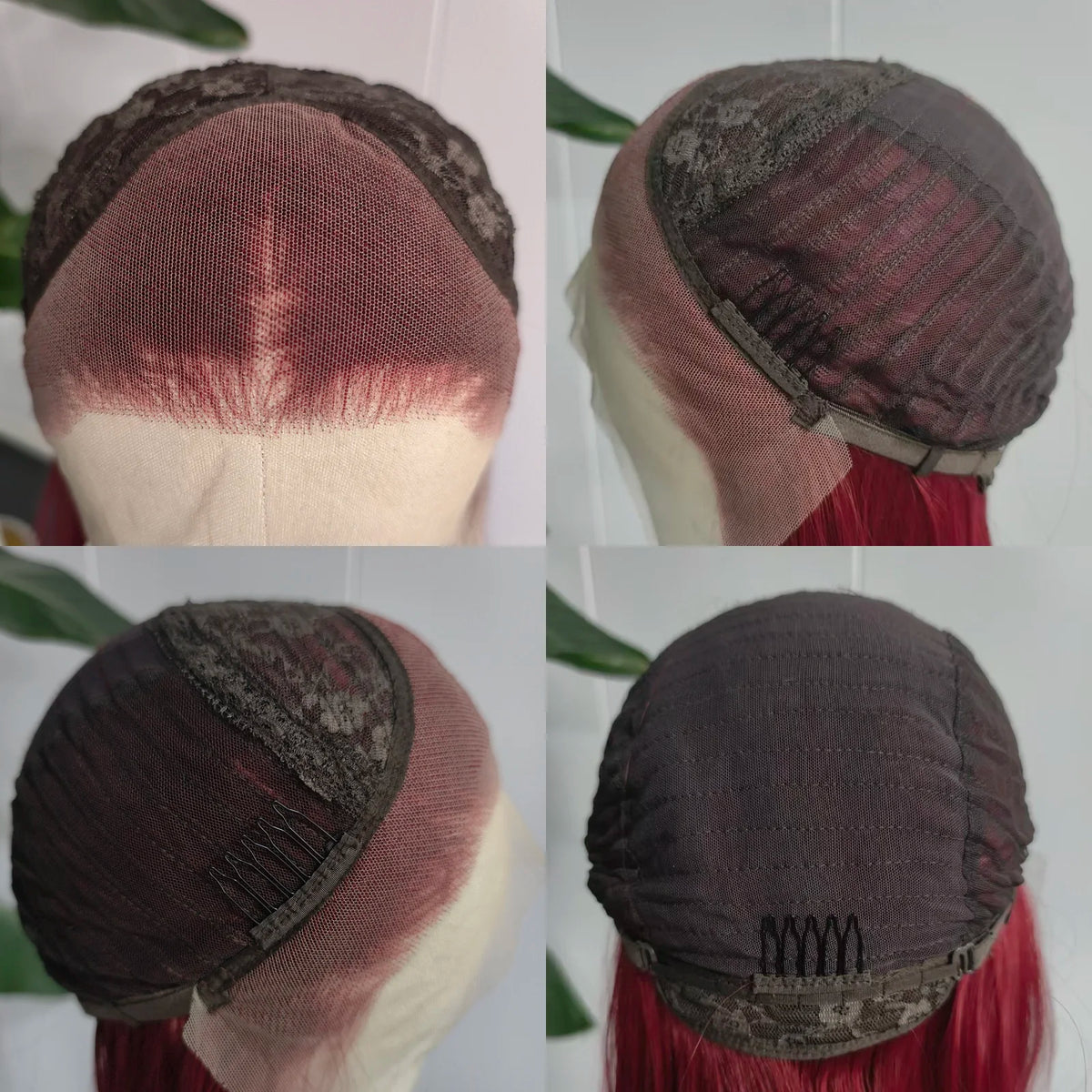 Burgundy Lace Front Wig Pre Plucked with Natural Hairline Long Layered Wig Glueless Synthetic Lace Front Wig for Women Daily Use