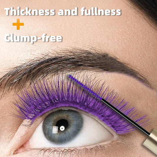 10-Color Ultra-fine Brush Mascara Strong and Lasting Content and Length, Waterproof Prolonged Eye Lash Makeup Black Red Purple