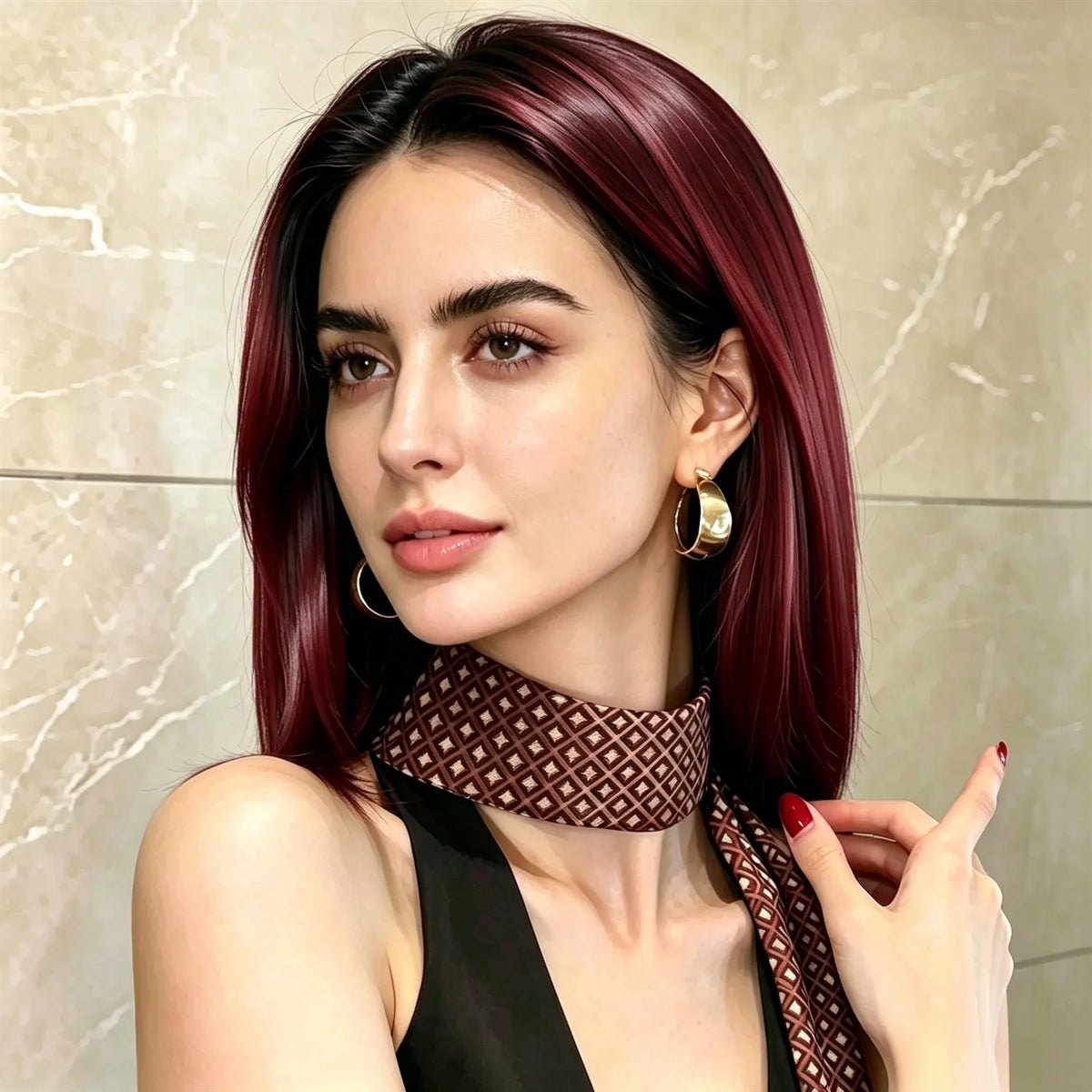 Straight Bob Wig 14 Inch Redwine Heat Resistant Synthetic Wig For Women