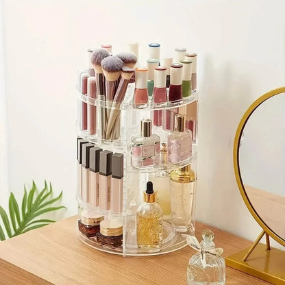 360 Rotating Acrylic Cosmetic Organizer Transparent Multi-Layer Large Capacity Makeup Storage for Vanity Bathroom Desktop