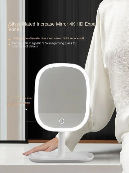 Touch Sensitive USB Rechargeable LED Vanity Mirror Multi Adjustable Lights Portable Cosmetic Mirror for Trip Home Beauty Makeup