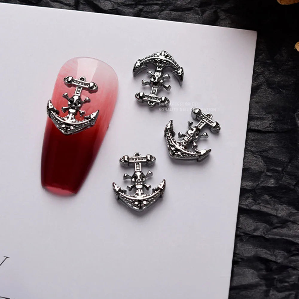 10pcs Darkness Metal Nail Charms Heart with Dark Gems Luxury Nail Decoration 3D DIY Parts Retro Style Aolly Black Heart Charm