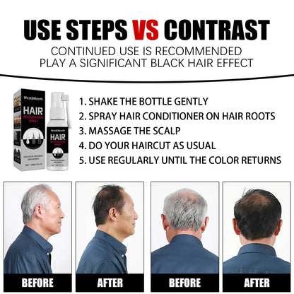 Gray White Hair Treatment Serum Cover White Hairs To Black Natural Color Repair Spray Anti Loss Hair Restore Healthy Hair Care