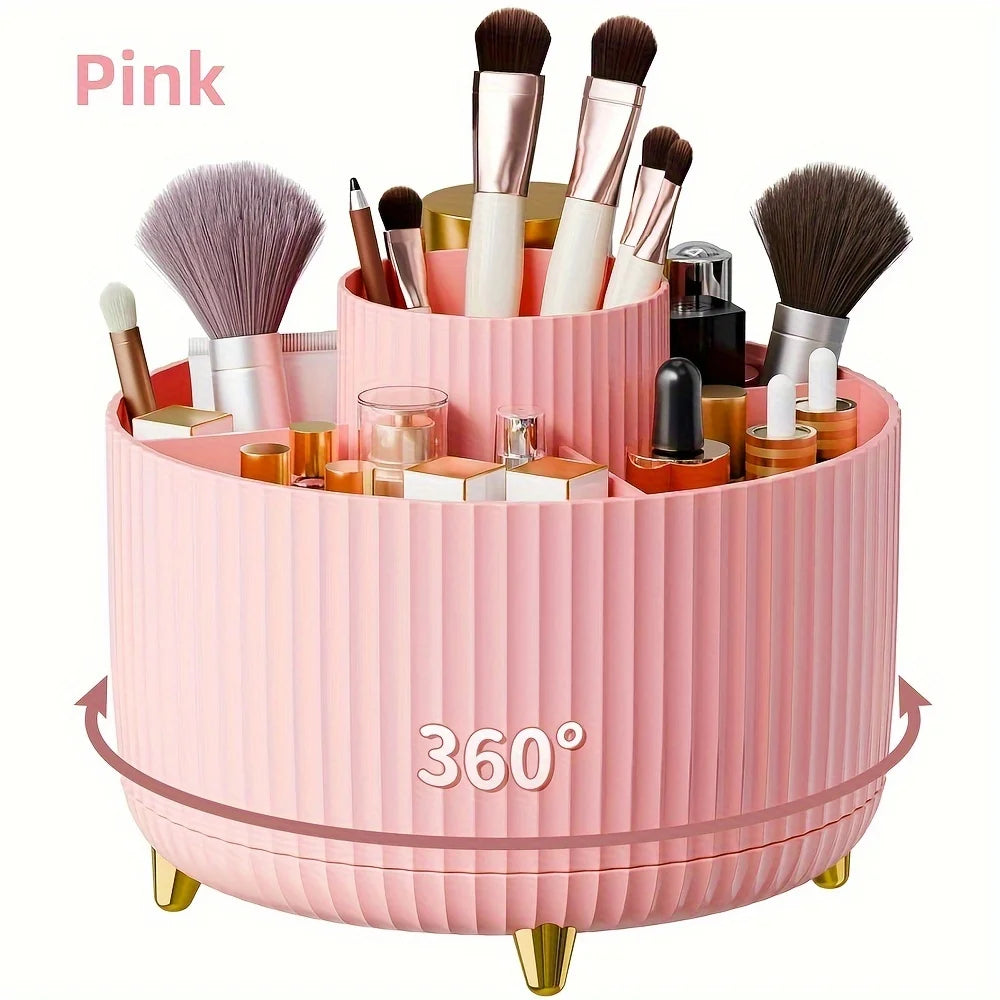 360° Rotating Makeup Cosmetic Storage Organizer Box Space-Saving Spinning Holder for Countertop Vanity Shower Bedroom Bathroom