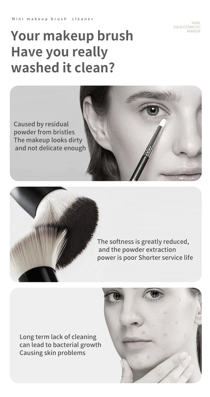 USB Electric Makeup Brush Cleaner 3-in-1 with Automatic Quick-Drying Support Device - Makeup Brush Cleaning And Drying Book Tool
