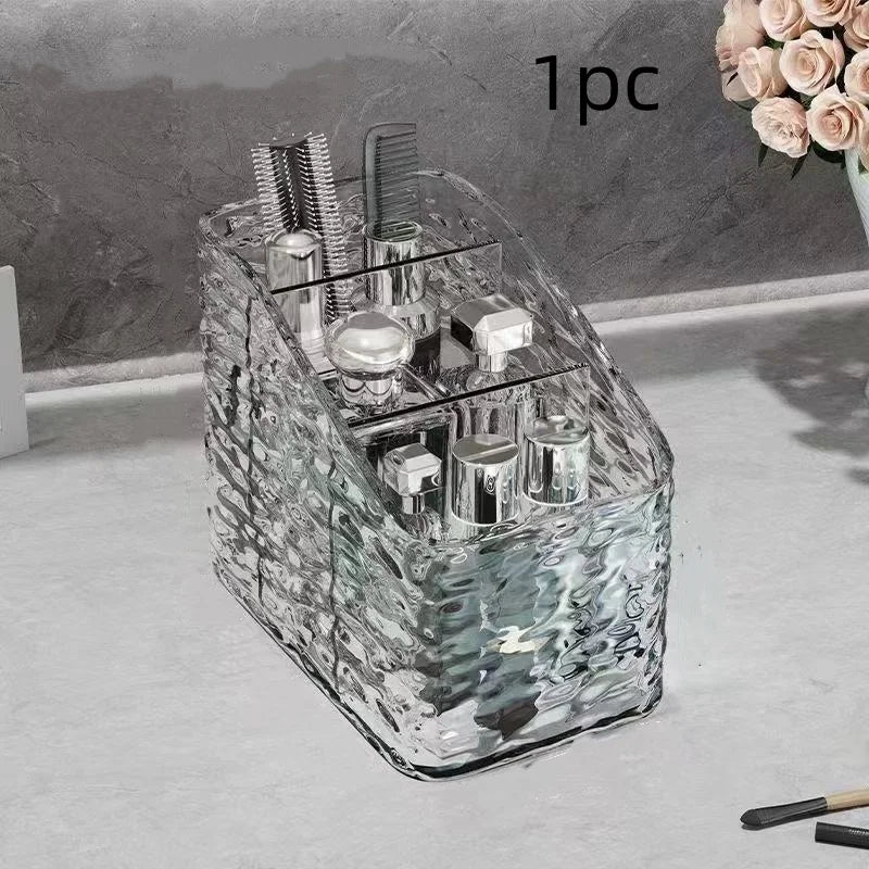 1Pc/Transparent Acrylic Cosmetics Storage Box Desktop Compartment Organizer Box Trapezoidal Cosmetics Storage