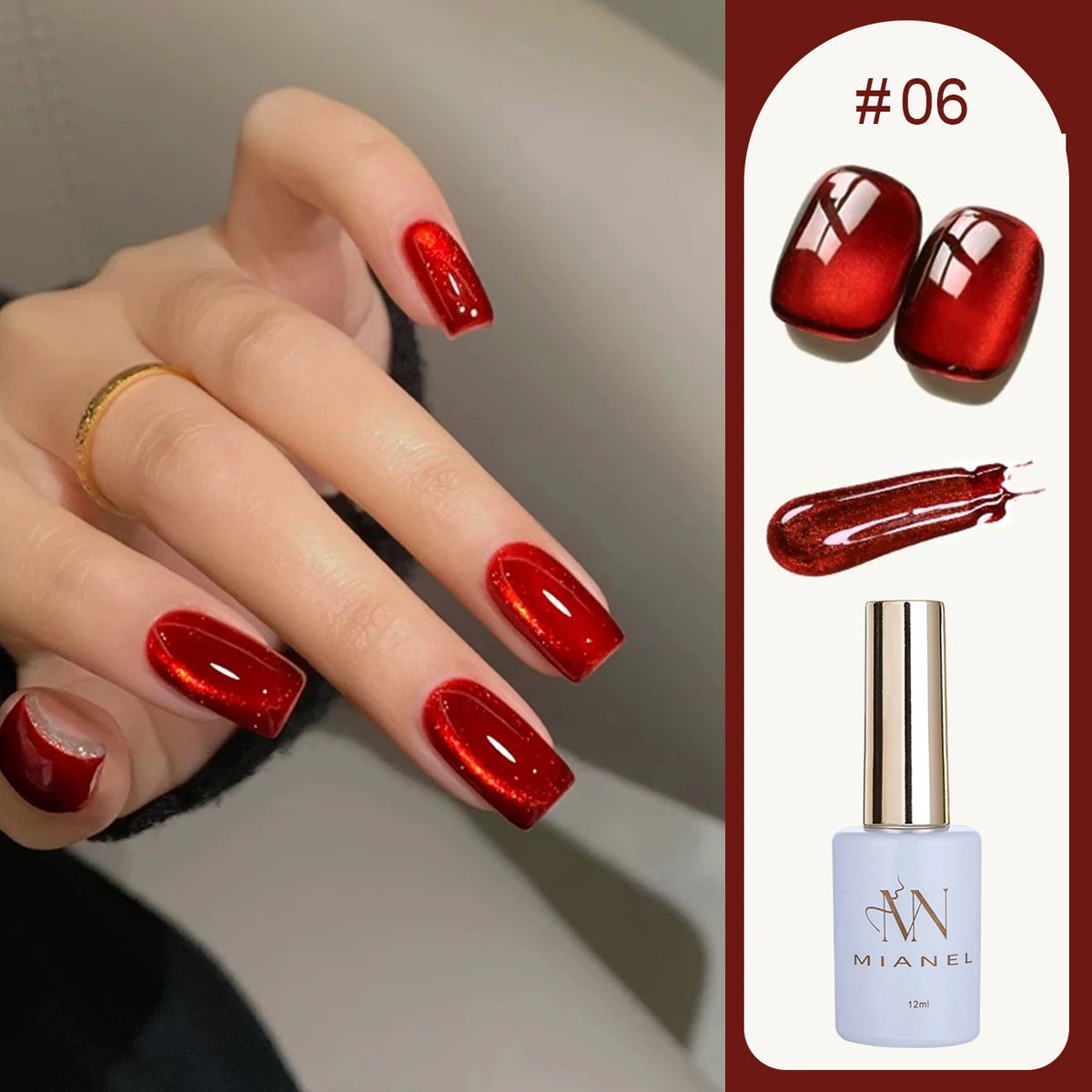 MN 12ML 1-21PCS Hot Selling Red through Half the Sky Cat Eye Nail Polish New Whitening Glass Bead Cat Eye Nail Polish Nail Art