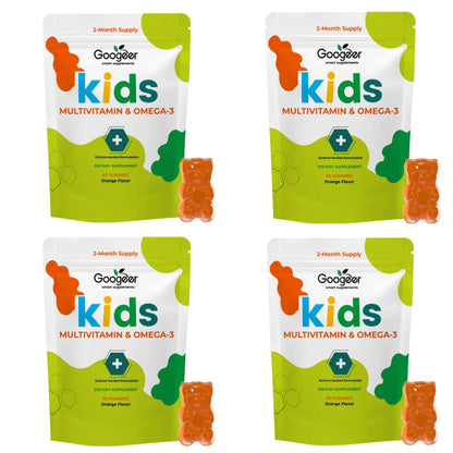 Googeer Kids Multivitamin Omega-3 Gummies with Vitamin C, D3 & Zinc, Supports Growth, Appetite & Metabolism Children, 60 Gummies