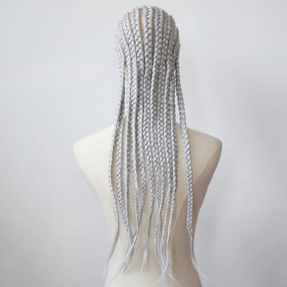 Black Braided Wigs Synthetic Full Lace Wig Glueless Full Lace Synthetic Wig Heat Resistant Fiber Wig for Women Daily Wear