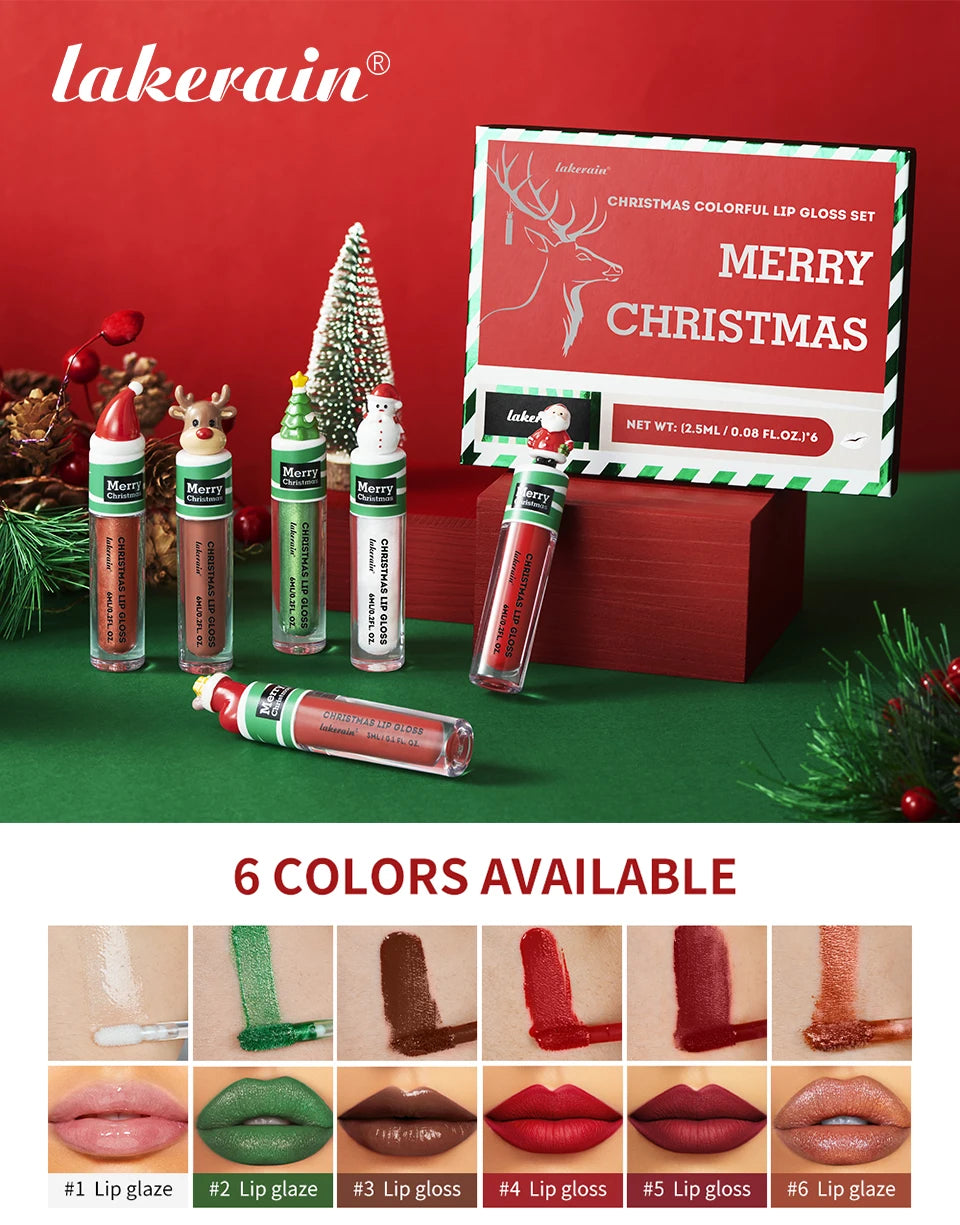 Christmas Colorful Lip Gloss Set Lip Stain Lipstick Woman Make Up Long Lasting Lipsticks Shiny Lip Gloss Pack Set Cosmetics Make