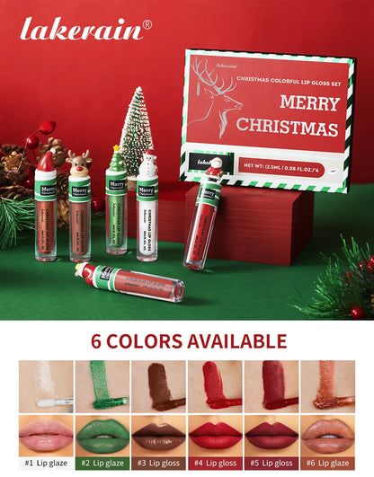 Christmas Colorful Lip Gloss Set Lip Stain Lipstick Woman Make Up Long Lasting Lipsticks Shiny Lip Gloss Pack Set Cosmetics Make