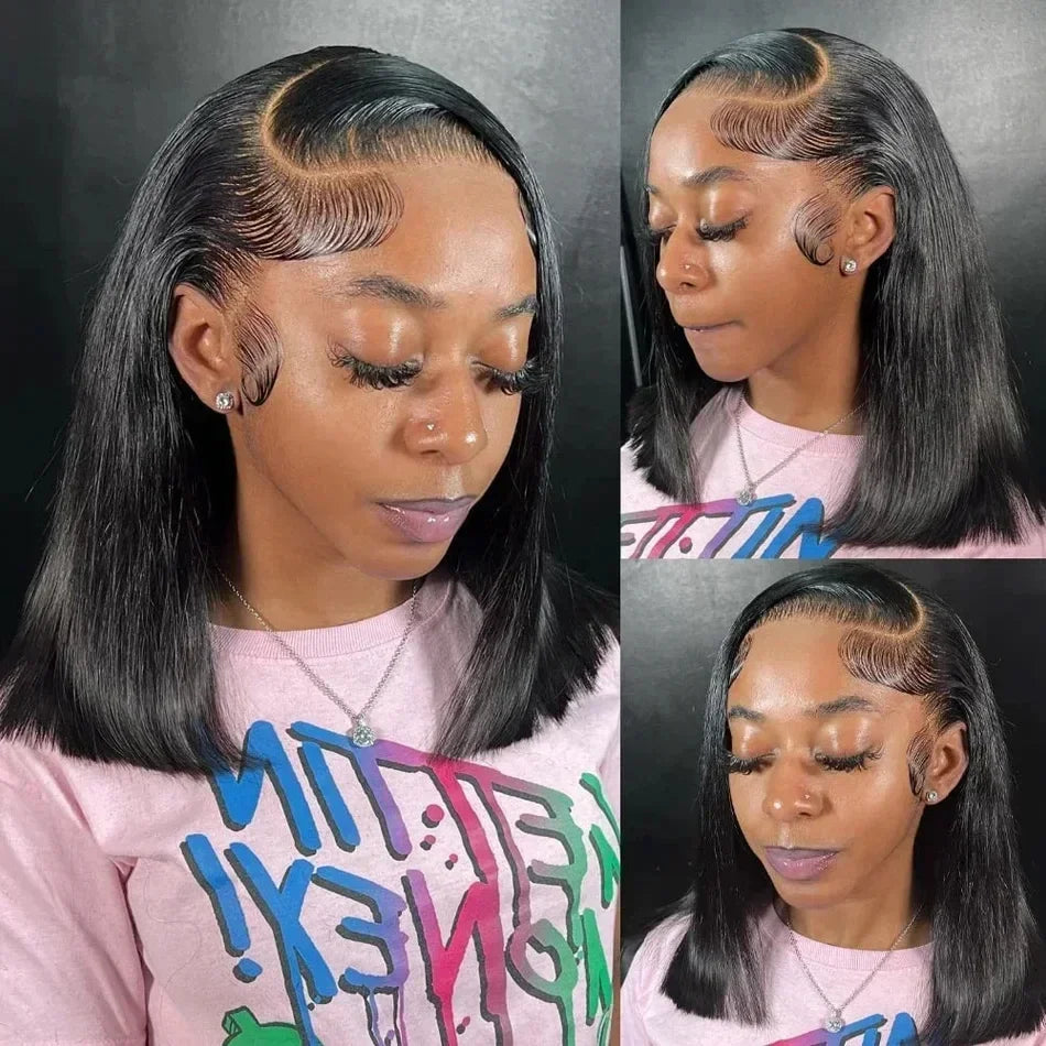 Straight 13x4 Bob Wig Human Hair 200 Density Transparent Lace Frontal Wig 100% Brazilian Human Hair 4x4 5x5 HD Lace Closure Wigs