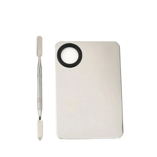 With Spatula Rod Makeup Color Palette Stainless Steel Durable Liquid Foundation Mixing Tray Portable Makeup Cream Mixing Tray