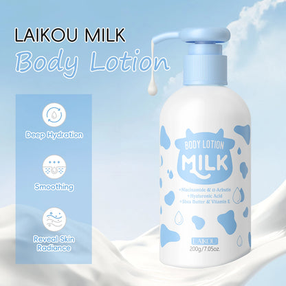 LAIKOU Milk Body Lotion 200g Deep Hydrating Smoothing Nourishing Shea Butter Daily Body Moisturizer