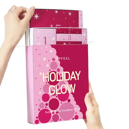 Christmas Countdown Makeup Set 24pcs Lipstick Blush Eye Shadow Cosmetics Holiday Beauty Advent Calendar Gift Box for Women Girls