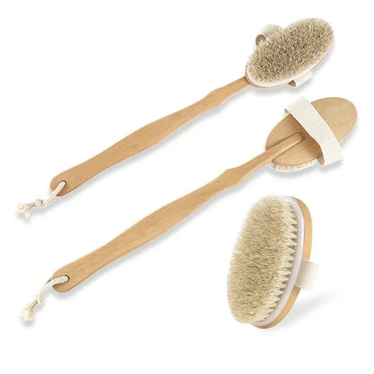 1/2Pc Wooden Detachable Long Handle Shower Body Brush Bathing Massage Back Body Exfoliating Brush Bathroom Wash Brush Bath Tools