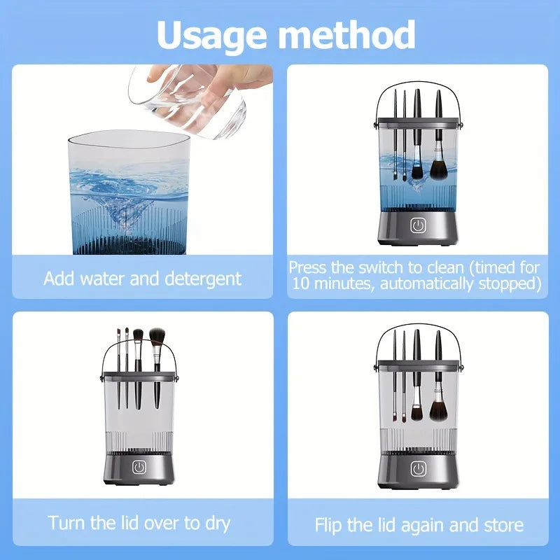 3 in 1 Automatic USB Makeup Brush Cleaner Electric Portable Rechargeable Professional Makeup Cleaner for Makeup Brushes