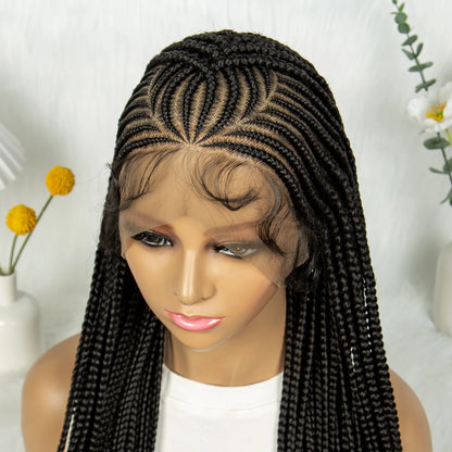 Box Braids Wig 36Inch Cornrow Braided Wigs Synthetic Full Lace  Braided Wig for Black Women Blended Lace Front Braiding Hair Wig