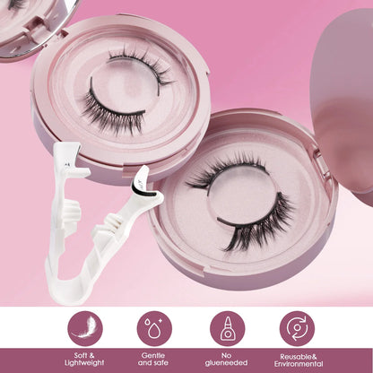 1/2 Pairs Reusable Magnetic Eyelashes Handmade Natural False Eyelash with Magnetic Tweezers Makeup Tool Fluffy Faux Mink Lashes