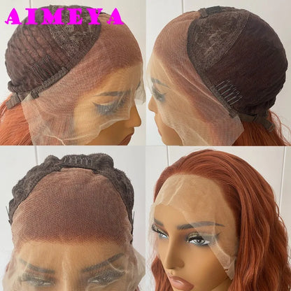 AIMEYA Layered Cut Wig Platinum Blonde Lace Front Wig Long Straight Synthetic Lace Wig Heat Resistant Blonde Wigs for Women