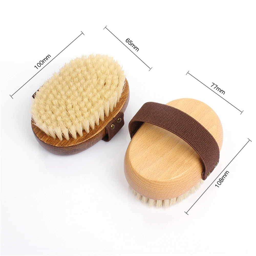 Natural Wood Bristle Bath Brush Soft Wet Dry Body SPA Massager Brush Household Practical Skin Exfoliates Body Cleaning Brush