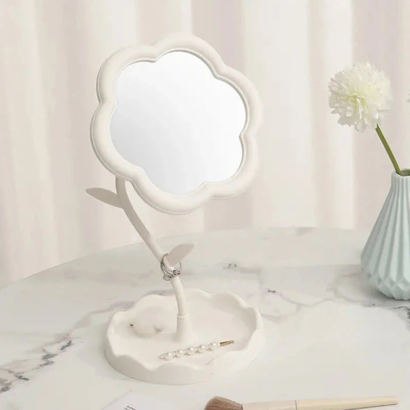 Desktop Makeup Mirror Heart Shape Makeup Vanity Portable Double-side Vanity Mirror Hand Mirror Cosmetic Compact Mirror for Women