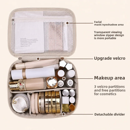 Luxury Double Layer Cosmetic Bag Zippered Waterproof Makeup Bag Large Capacity Cosmetics Organizer