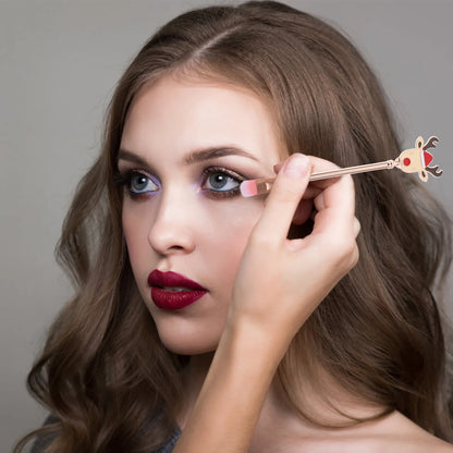 7Pcs Santa Claus Elk Candy Makeup Brushes Set Creative Christmas Gift for Friends Easy Application Anywhere Makeup