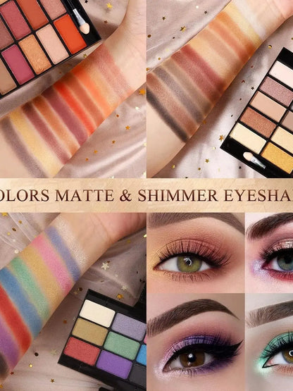 All‑in‑One Makeup Palette Pigmented Matte Shimmer Eyeshadow Blush Contour Kit Full Cosmetic Set for Beginners & Makeup Artists