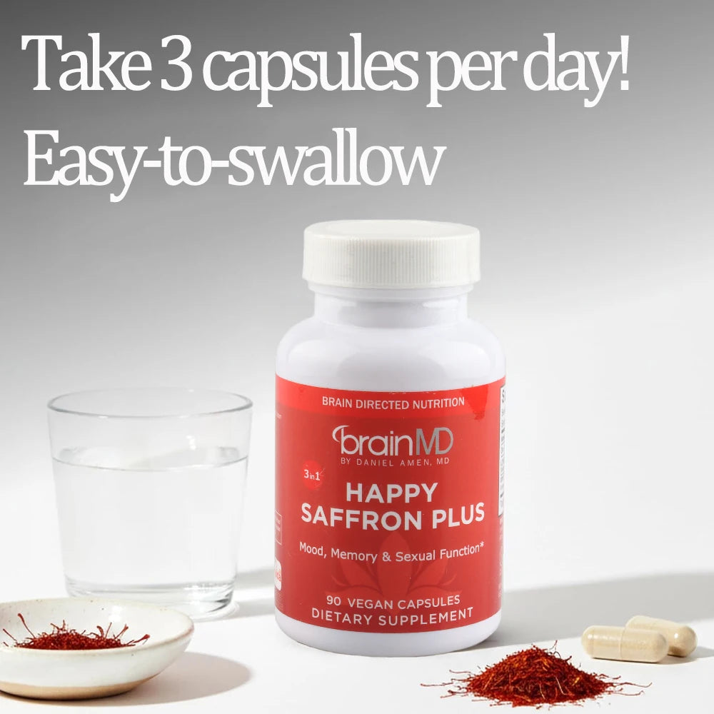 Saffron Supplements for Mood & Focus & Stress - with Saffron Flower Extract, Curcumin & Zinc - Vegan, Gluten Free | 90 Capsules