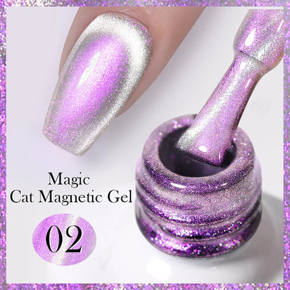 BORN PRETTY 10ml Rainbow Glass Cat Magnetic Nail Gel Polish Sparkling Double Light Reflective Glitter Colorful Laser Varnish