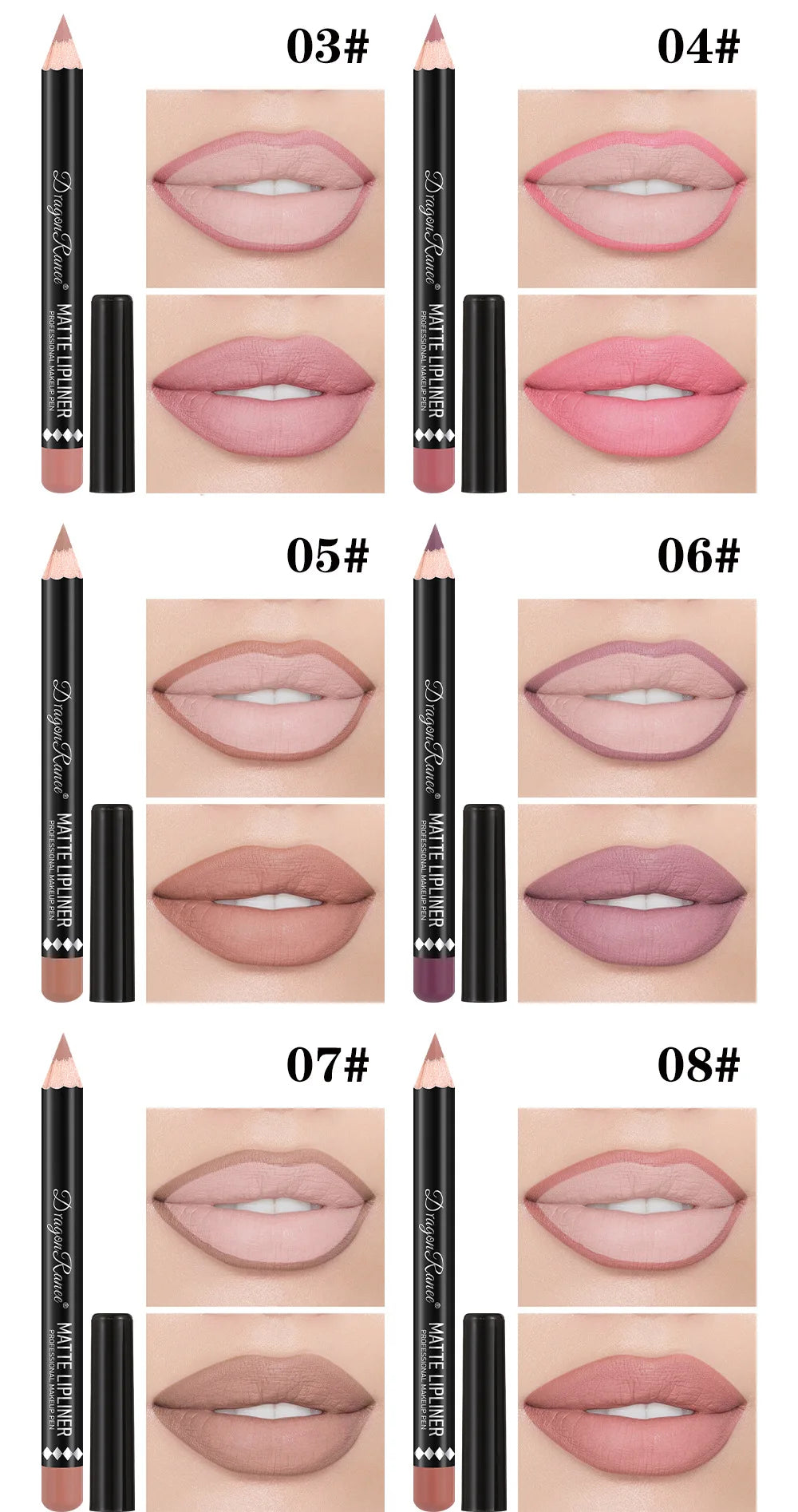 Long Lasting Matte Lip Liner 12 Colors Set Waterproof High Pigment Nude Wooden Pencil Lip Makeup Kit for Daily Use