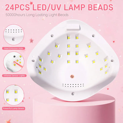 DianaBeauty UV LED Nail Lamp 24 LEDs Nail Dryer with 4 Timer Settings and Display Portable UV Lamp for Curing Gel Nail Polish