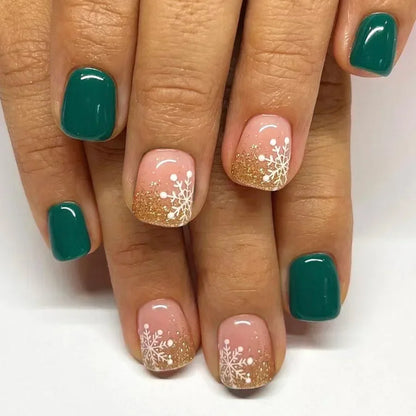 24Pcs Short Oval Press-On Nails - Cute Gingerbread & Candy Cane Christmas Designs, Perfect for Holiday Parties for Women&Girls
