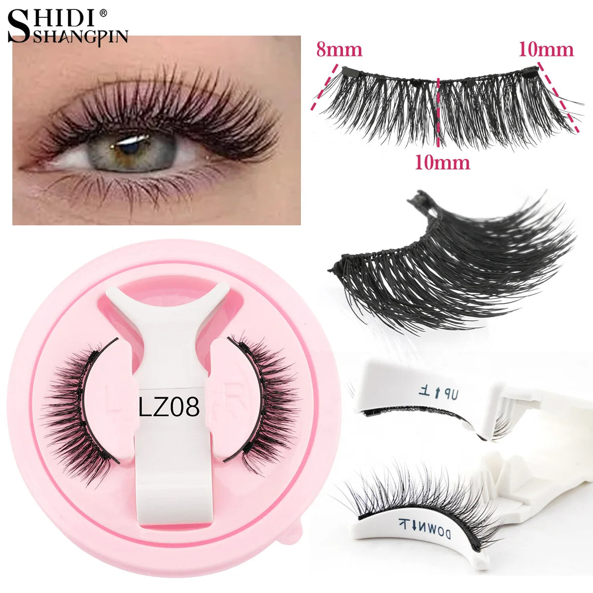 Reusable Magnetic Eyelashes 1 Pair Natural Curly Fluffy Magnetic False Eyelashes No Glue Needed Lashes Makeup with Tweezer Set