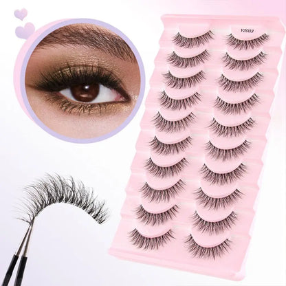 10 Pairs Natural False Eyelashes 3D Eyelash Lift Cosmetics Soft Wispy Fluffy False Eyelashes Extension Eyelash Make Up Tools