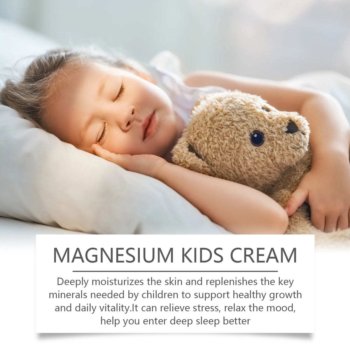 Kids Magnesium Sleep Cream with Lanolin, Soothing & Moisturizing Body Lotion, Lightweight Bedtime Skin Care