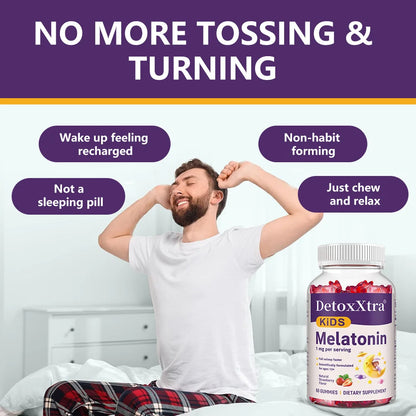 Melatonin Gummies 1mg - Children's Sleep Aids, Relieves Stress, Improves Insomnia, Improves Sleep Quality and Deeper Sleep