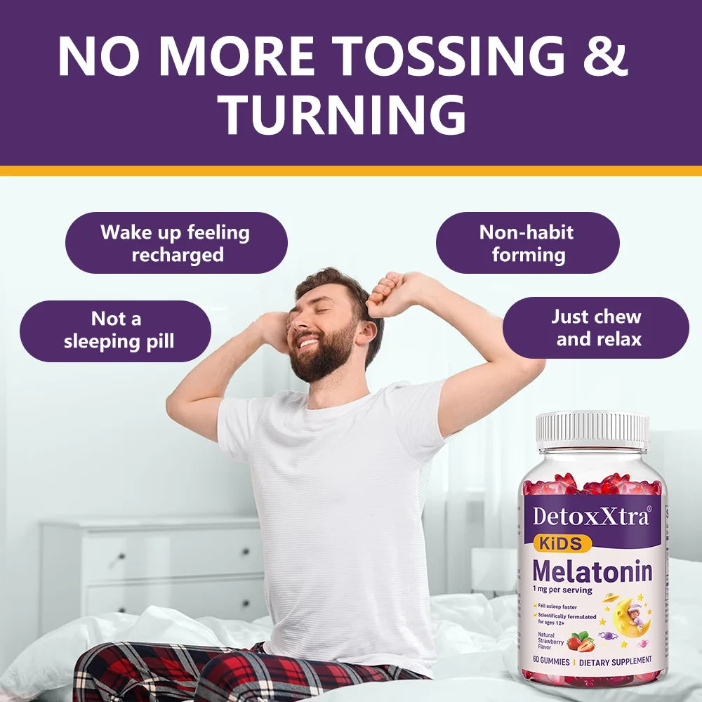 Melatonin Gummies 1mg - Children's Sleep Aids, Relieves Stress, Improves Insomnia, Improves Sleep Quality and Deeper Sleep