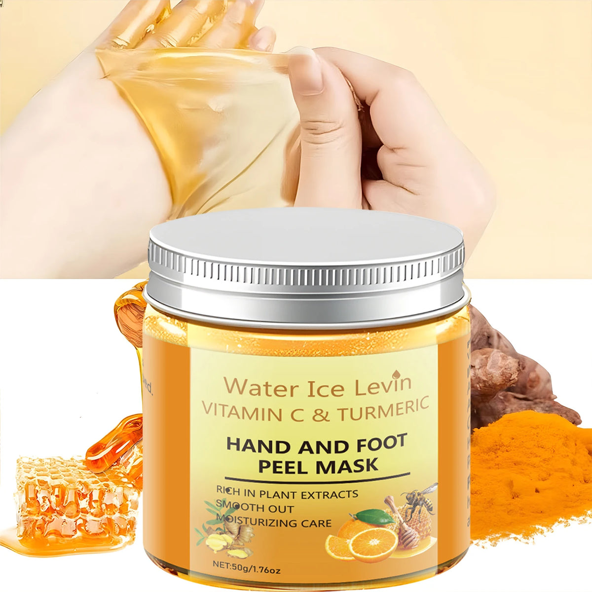 Vitamin C Turmeric Hand Foot Peel Mask - Exfoliating Treatment, Plant Extracts, Moisturizing Care, Winter Renewal